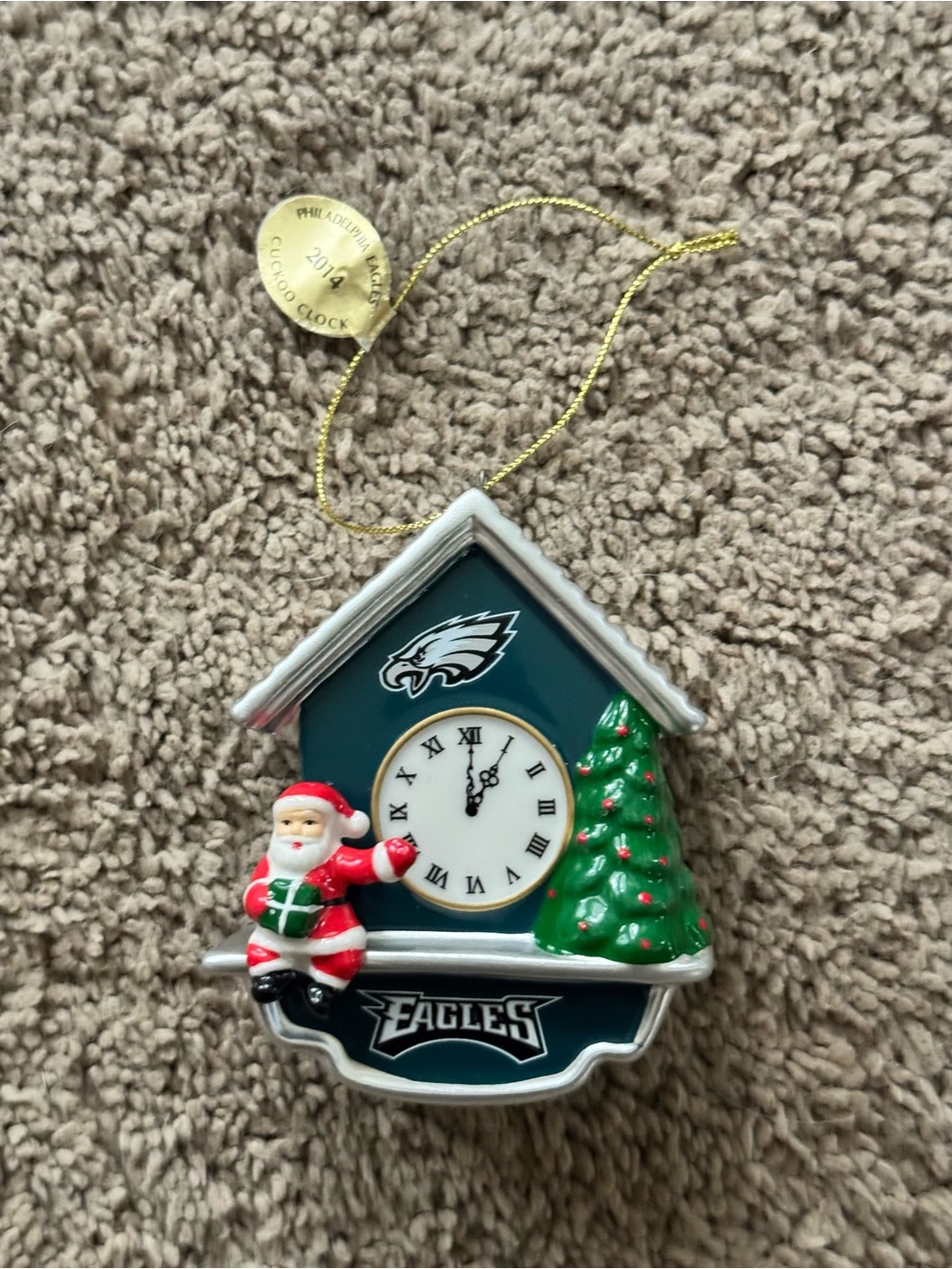 Philadelphia Eagles 2014 Cuckoo Clock Danbury Mint Ornament w Box/No Lid